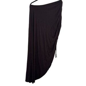 Lovappella Womens Black Maxi Skirt L Asymmetrical Hem Rayon/Spandex